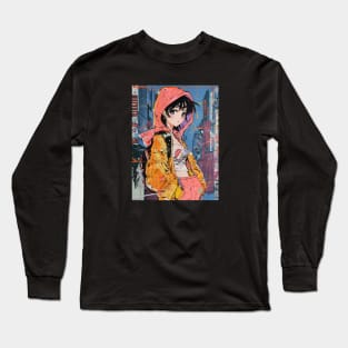 Anime Girl Retro City Long Sleeve T-Shirt